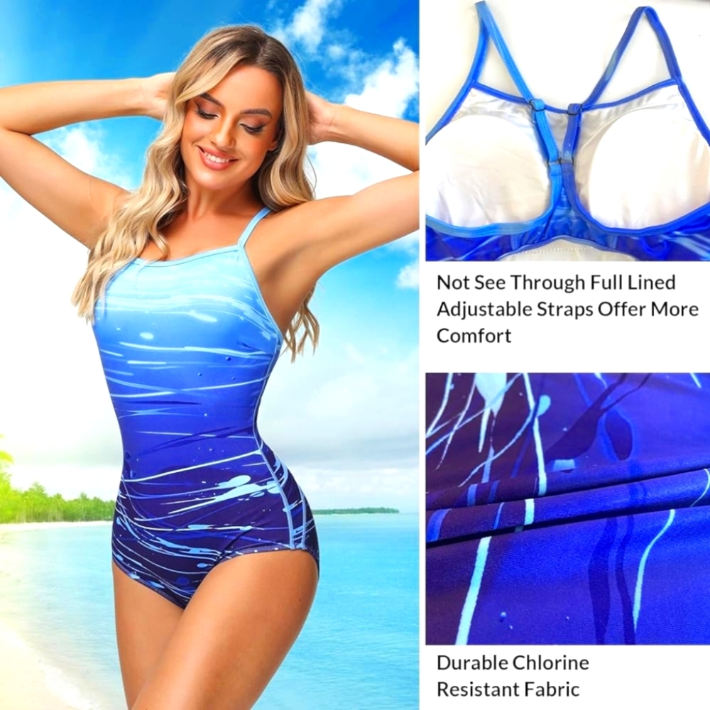 BALEAF Swimsuit Athletic Takini Adjustable Strap US32 Blue
